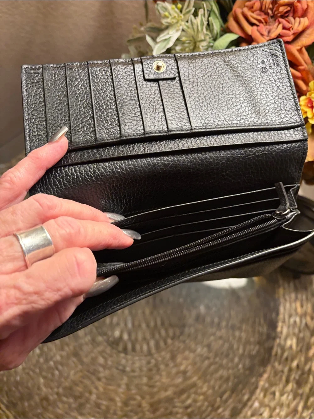 Gucci Vintage Interlocking G Black Leather Continental Full Wallet Authentic - Picture 10 of 12